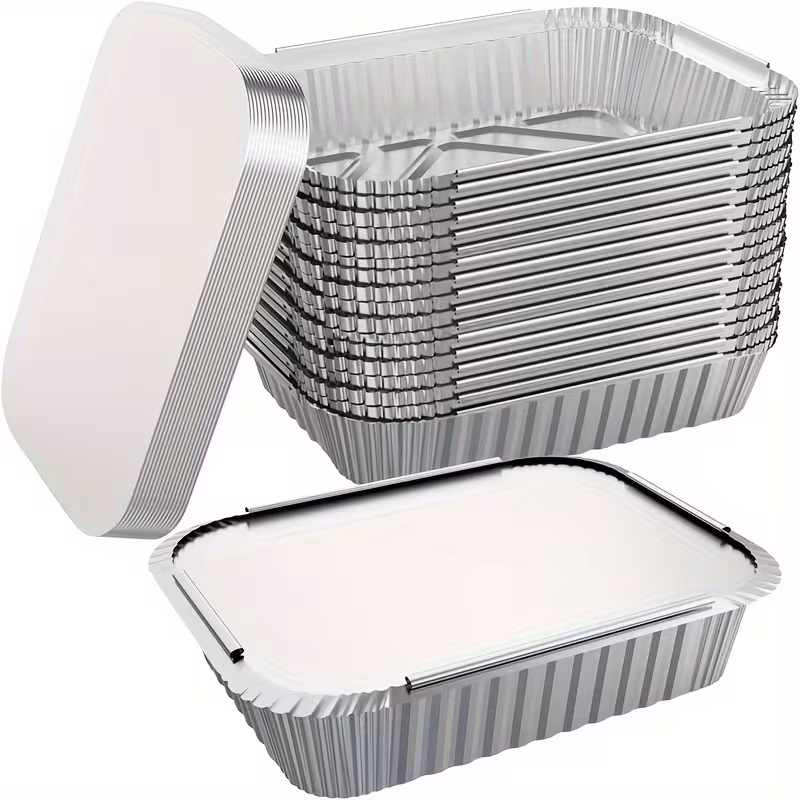 Jednorazowe pojemniki aluminiowe z pokrywkami – 20 szt.