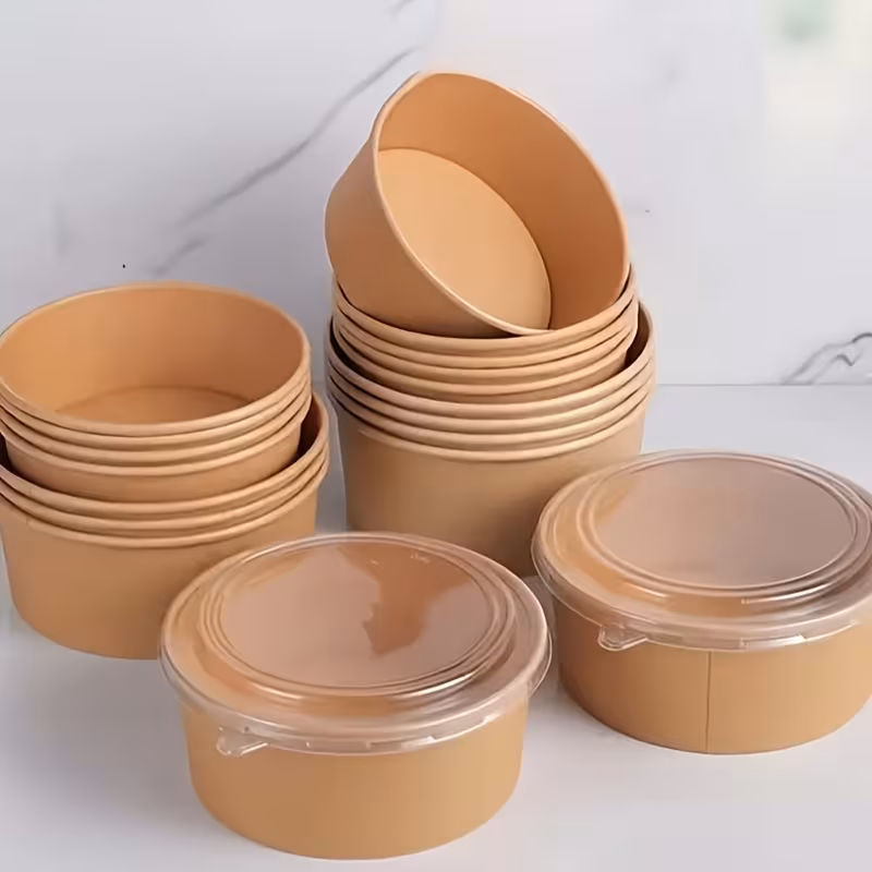 Disposable Paper Bowls with Lids – 30 pcs (15+15)